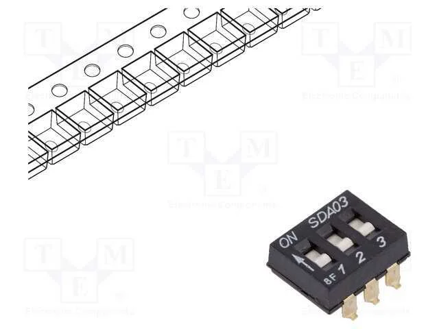 Interruptor: DIP-SWITCH, Quantidade de secções: 3.