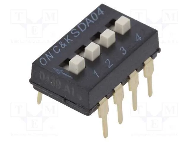 Interruptor: DIP-SWITCH, Quantidade de secções: 4.