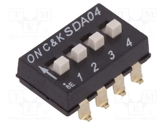 Interruptor: DIP-SWITCH, Quantidade de secções: 4.