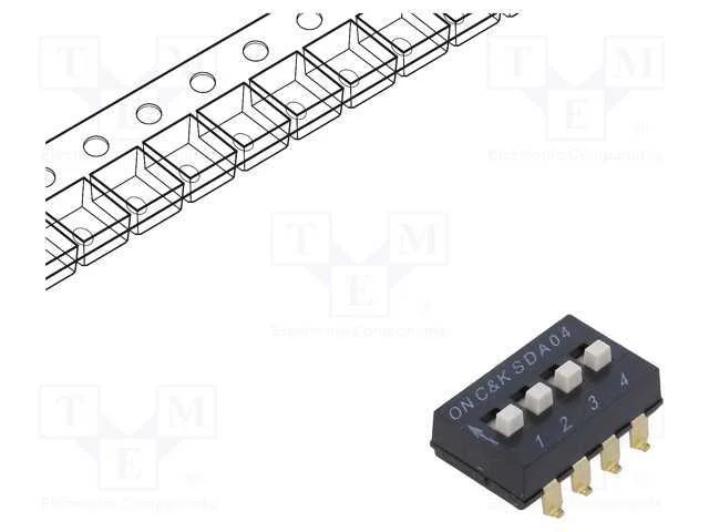 Interruptor: Dip-Switch, Quantidade de Secções: 4, Off-On, Pos: 2