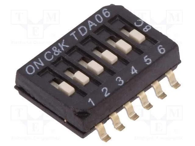 Interruptor: DIP-SWITCH, Quantidade de secções: 6.