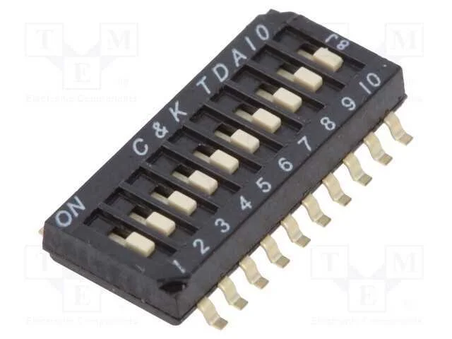 Interruptor: Dip-Switch, Quantidade de Secções: 10, Off-On, Pos: 2