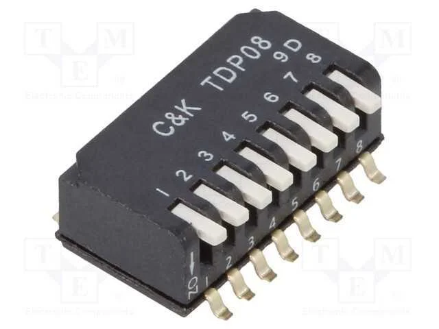 Interruptor: DIP-SWITCH, Quantidade de secções: 8.