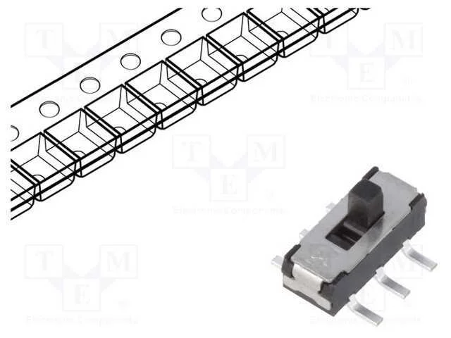 Interruptor Deslizante, Pos: 2, DPDT, 0,3A/6VDC, O