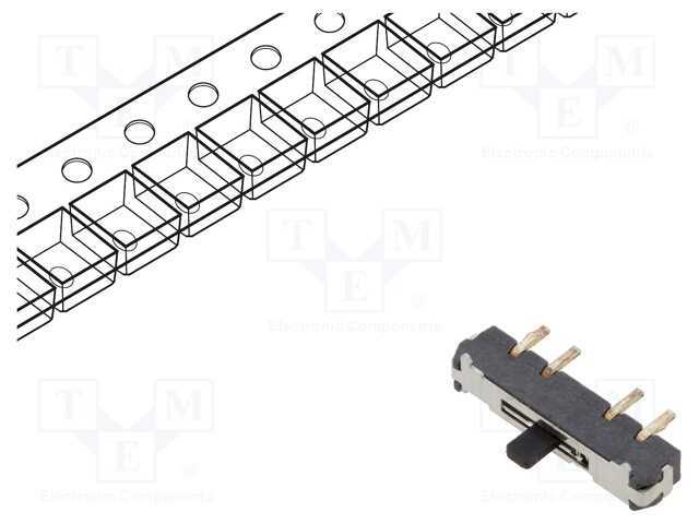 Interruptor Deslizante, Pos: 3, SP3T, 0,3A/4VDC, O