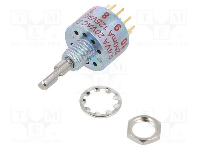 Interruptor: Giratório, Pos: 5, 0,25a/125vac, 0,25a/28vdc, 36