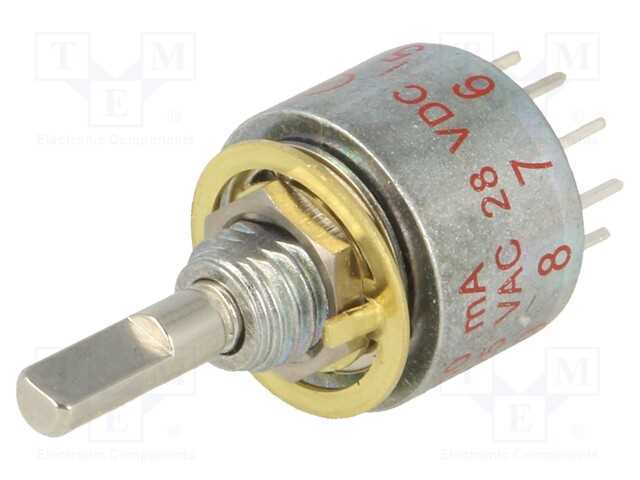 Interruptor: Giratório, Pos: 10, 0,25a/125vac, 0,25a/28vdc, 36