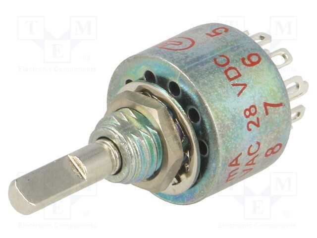 Interruptor: Giratório, Pos: 5, 0,25a/125vac, 0,25a/28vdc, 36