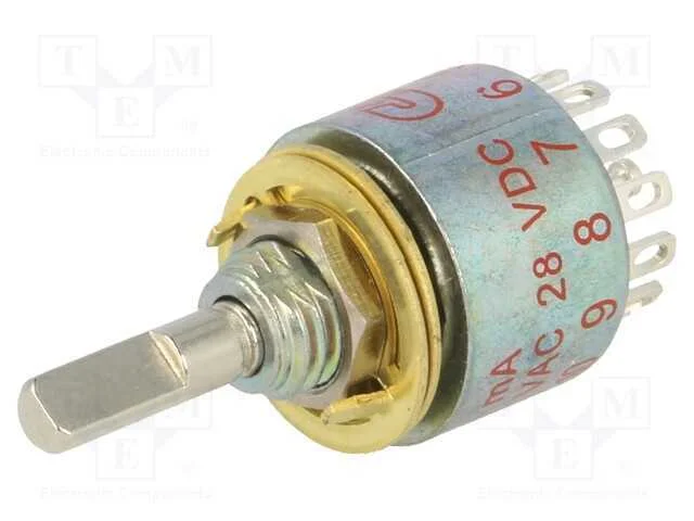 Interruptor: Giratório, Pos: 12, 0,25a/125vac, 0,25a/28vdc, 30