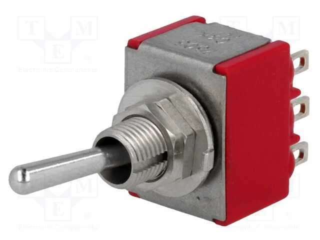 Interruptor: de alavanca, Pos: 3, 3P3T, ON-OFF-ON.