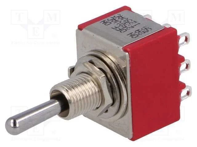 Interruptor: de alavanca, Pos: 3, 3P3T, ON-OFF-ON.