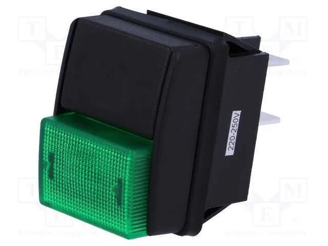 Interruptor: de Pressão, Pos: 2, Dpst, 10a/250vac, Off-On, Verde