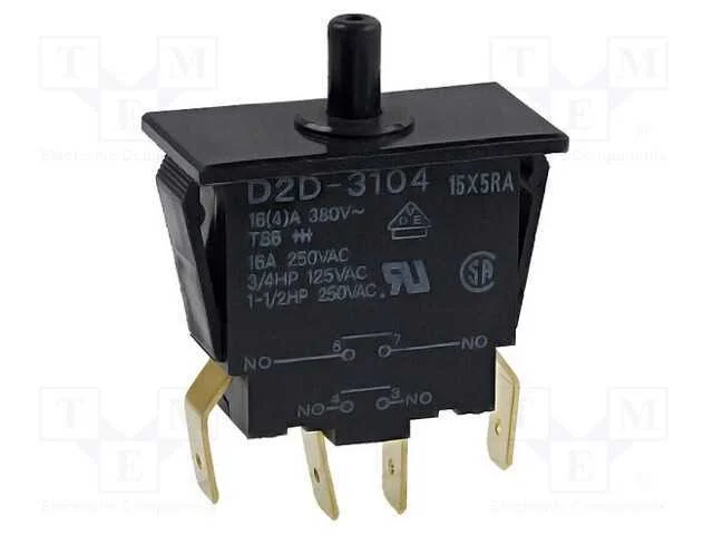 Interruptor: de Porta, Pos: 2, Dpst-No, 16a/250vac, Preto, D2d