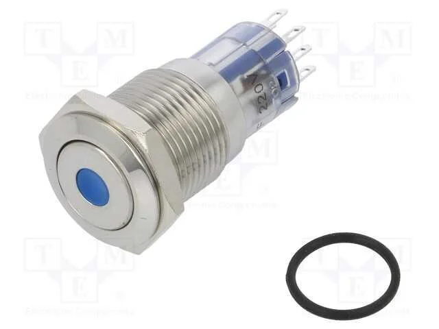 Interruptor: Antivandalismo, Dpdt, 3a/250vac, Ip67, On-(On), Azul