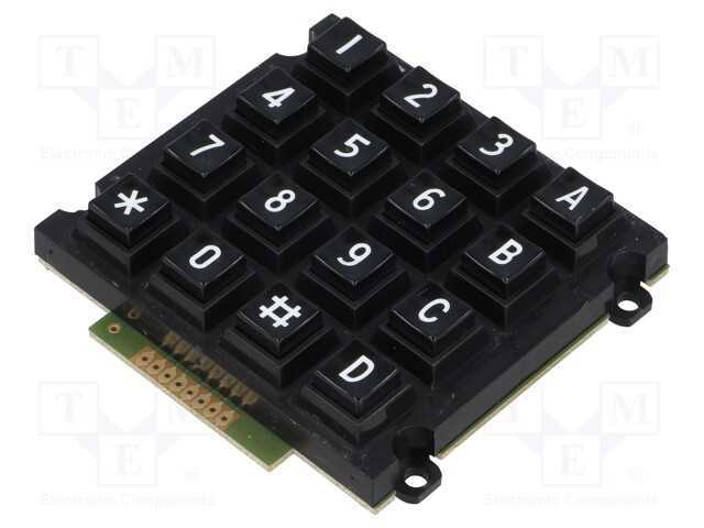 Teclado: plástico, Quant.de bot: 16, não disp, pl.
