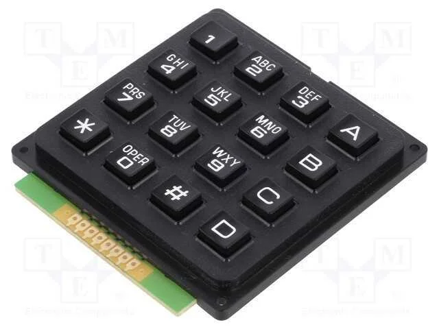 Teclado: plástico, Quant.de bot: 16, não disp, pl.