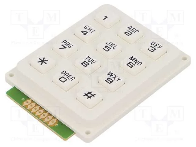 Teclado: plástico, Quant.de bot: 12, não disp, pl.