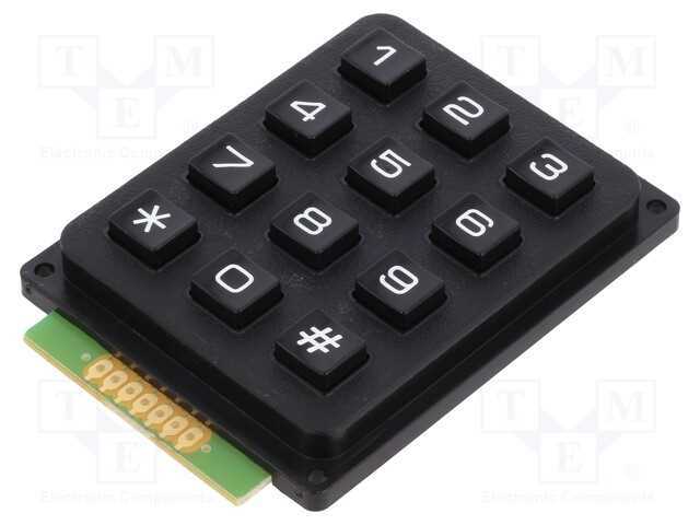 Teclado: plástico, Quant.de bot: 12, não disp, pl.