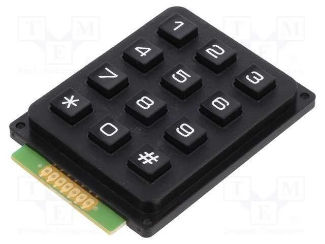 Teclado: plástico, Quant.de bot: 12, não disp, pl.