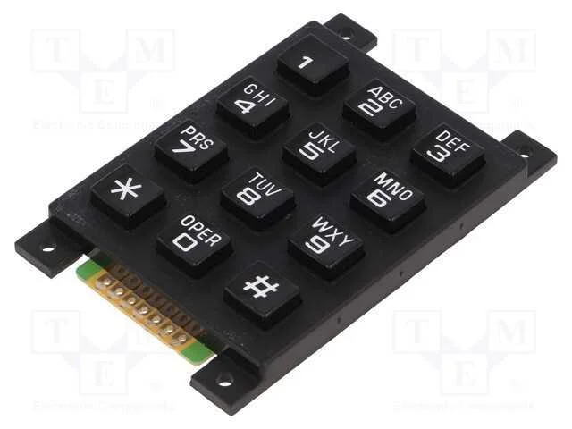 Teclado: plástico, Quant.de bot: 12, não disp, pl.