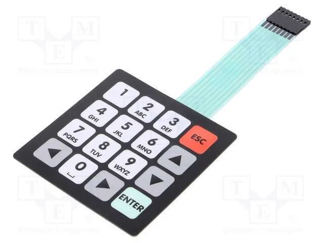 Teclado: de Membrana, Quant.De Bot: 16, W: 80mm, Raster: 2,54mm
