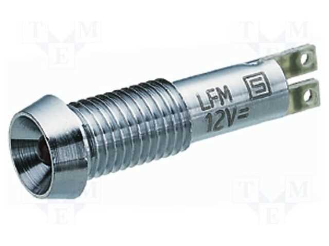 Luz Indicadora: Led, Côncavo, Vermelho, 24vdc, 8,.