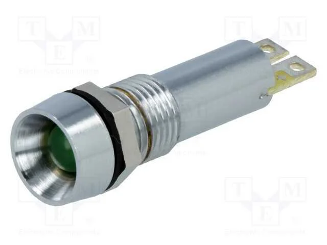Luz Indicadora: Led, Côncavo, Verde, 24vdc, 8,4mm.