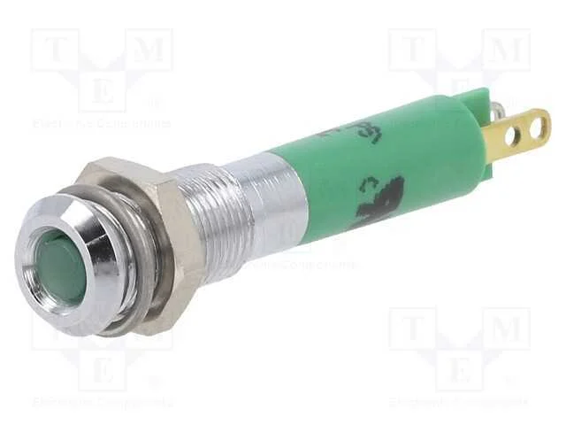 Luz indicadora: LED, plana, verde, 24VDC, 6mm, me.