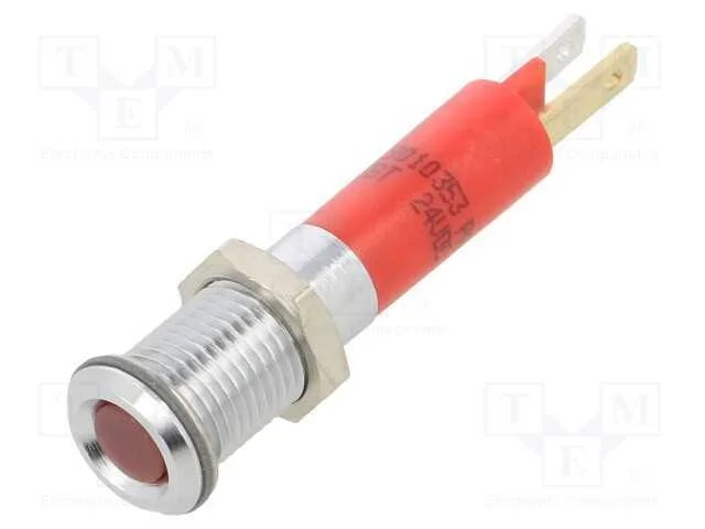 Luz indicadora: LED, plana, vermelho, 24VDC, 8mm,.