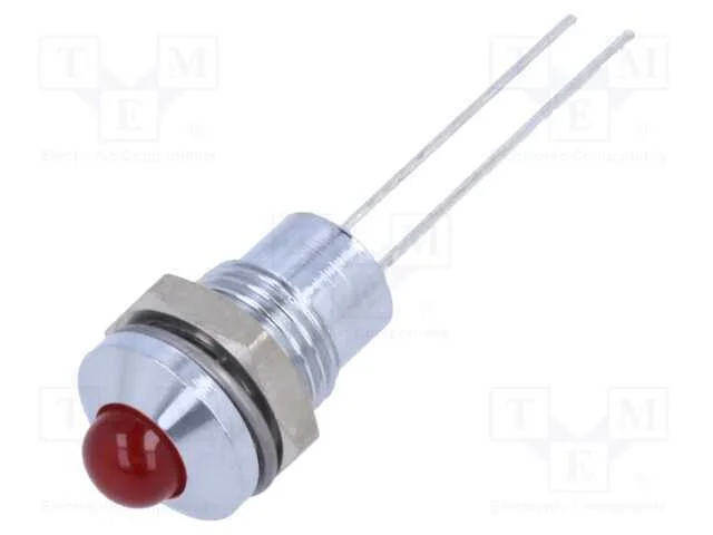 Luz indicadora: LED, convexa, vermelho, 2VDC, 8mm.