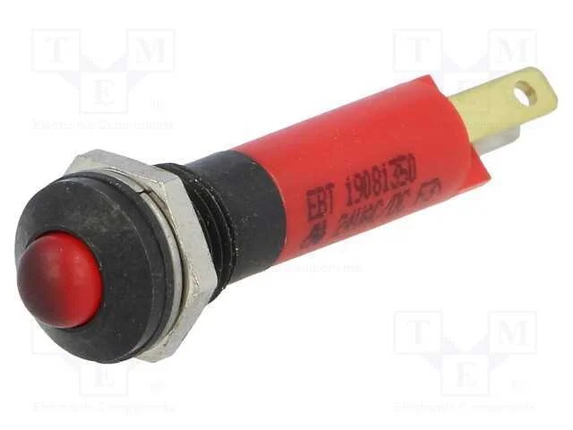 Luz indicadora: LED, convexa, vermelho, 24VDC, 8m.