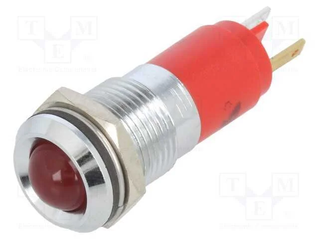 Luz Indicadora: Led, Convexa, Vermelho, 24vdc, 14mm