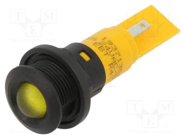 Luz indicadora: LED, amarela, 24VDC, 24VAC, 16mm