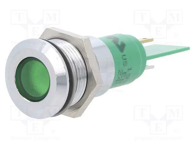 Luz indicadora: LED, verde, 24VDC, 24VAC, 16mm
