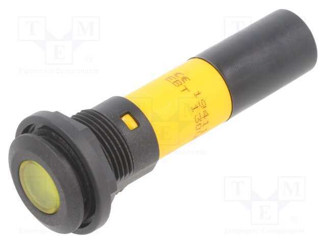 Luz indicadora: LED, plana, amarela, 130VDC, 16mm