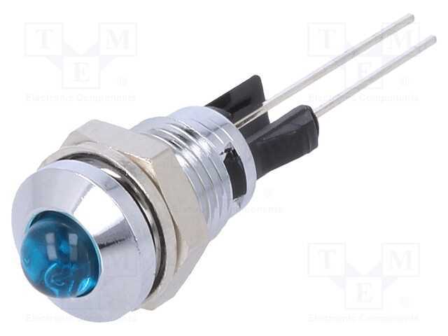 Luz Indicadora: Led, Convexa, Azul, 8mm, para Imp.