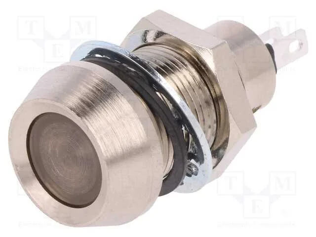 Luz indicadora: LED, côncavo, amarela, 12VDC, 12,.