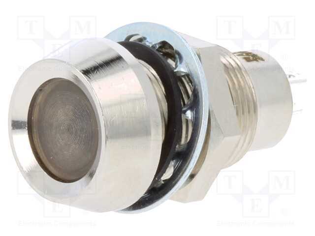 Luz indicadora: LED, côncavo, branco frio, 24÷28V.