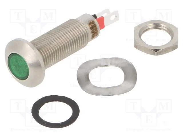Luz indicadora: LED, plana, verde, 24÷28VDC, 8,1m.