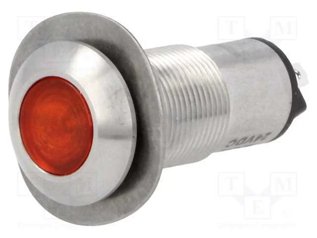 Luz indicadora: LED, plana, vermelho, 24VDC, 13mm.