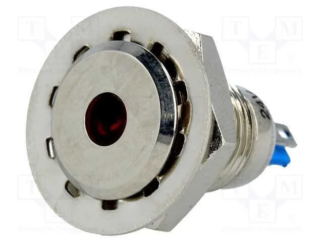 Luz Indicadora: Led, Plana, Vermelho, 24vdc, 12mm, Ip67, Lat&atilde;o