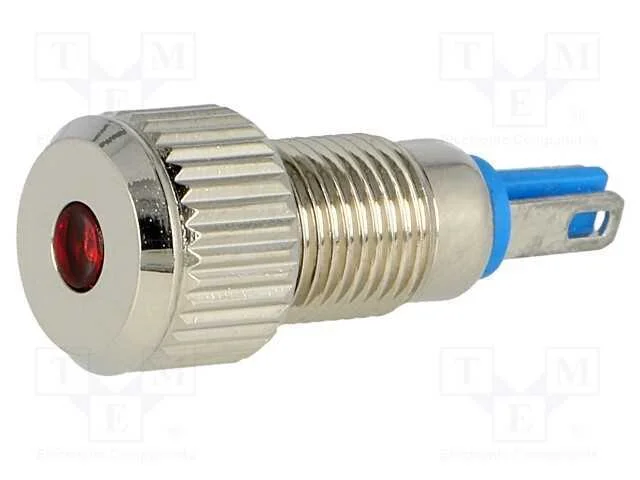 Luz indicadora: LED, plana, vermelho, 12VDC, 8mm,.