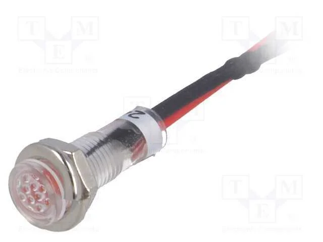 Luz Indicadora: Led, Plana, Vermelho, 24vdc, 5,2mm, Ip40, Led: 3mm