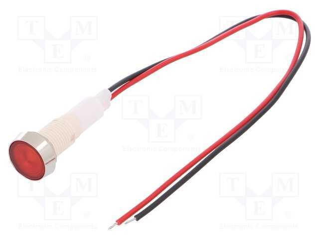 Luz indicadora: LED, plana, vermelho, 110VDC, 110.