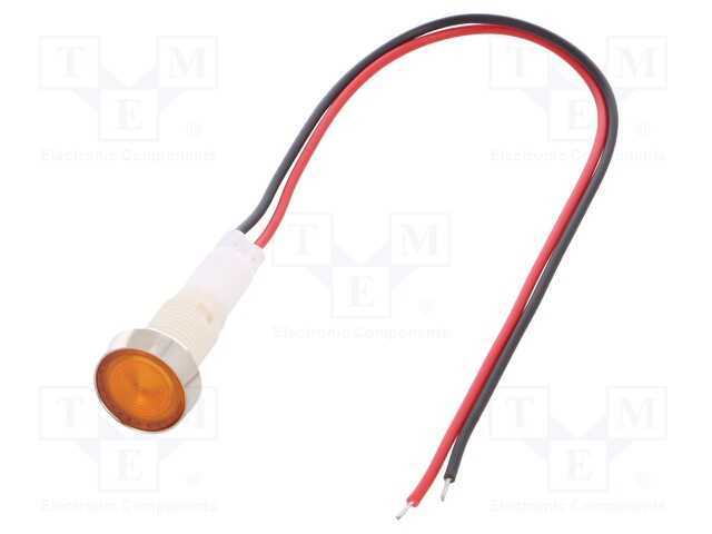 Luz indicadora: LED, plana, amarela, 110VDC, 110V.