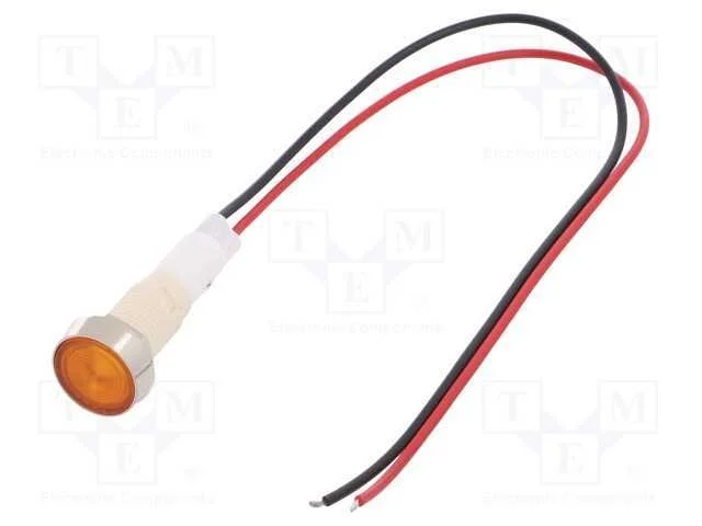Luz indicadora: LED, plana, amarela, 12VDC, 12VAC.