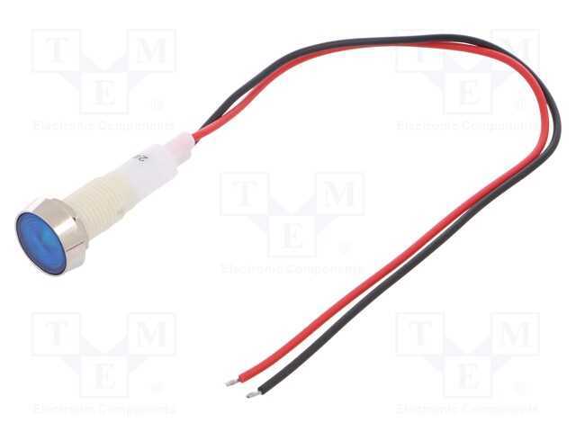 Luz indicadora: LED, plana, azul, 24VDC, 24VAC, 1.