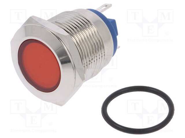 Luz indicadora: LED, plana, vermelho, 12VDC, 12VA.