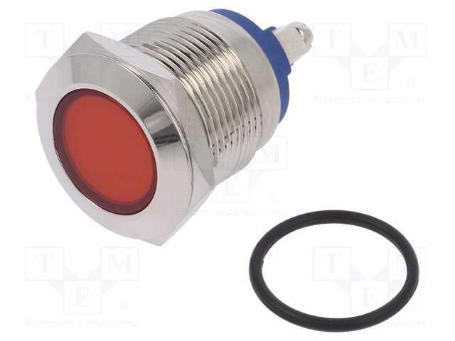 Luz indicadora: LED, plana, vermelho, 12VDC, 12VA.