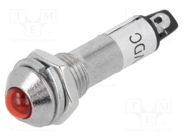 Luz Indicadora: Led, Convexa, Vermelho, 12vdc, 8,2mm, Ip40, Metal